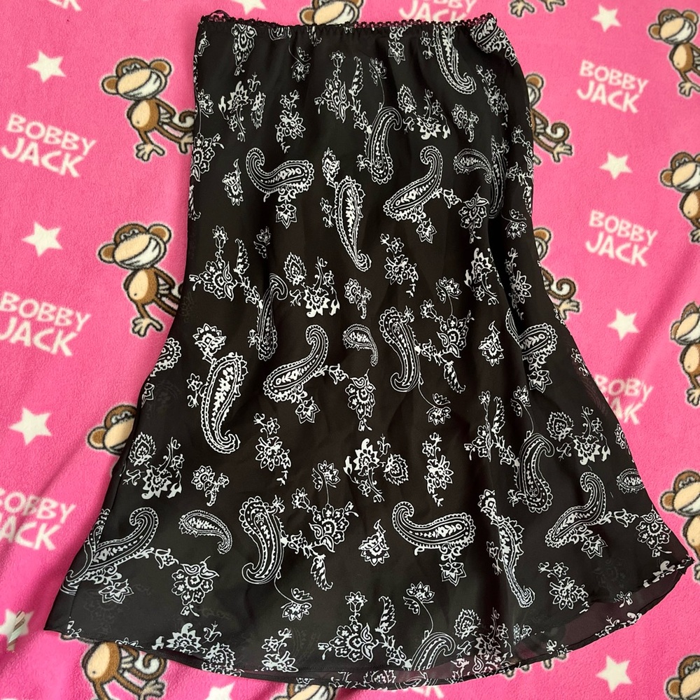 90s micromesh paisley black and white fairycore skirt